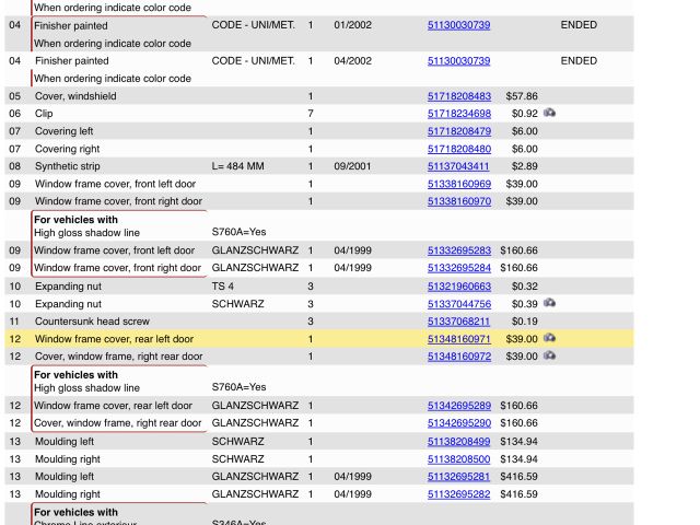 bontott BMW 3 E46 Bal hátsó Ajtó Díszléc