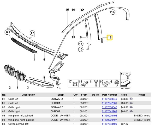 bontott BMW 3 E46 Bal hátsó Ajtó Díszléc