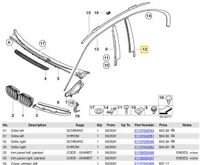 bontott BMW 3 E46 Bal hátsó Ajtó Díszléc