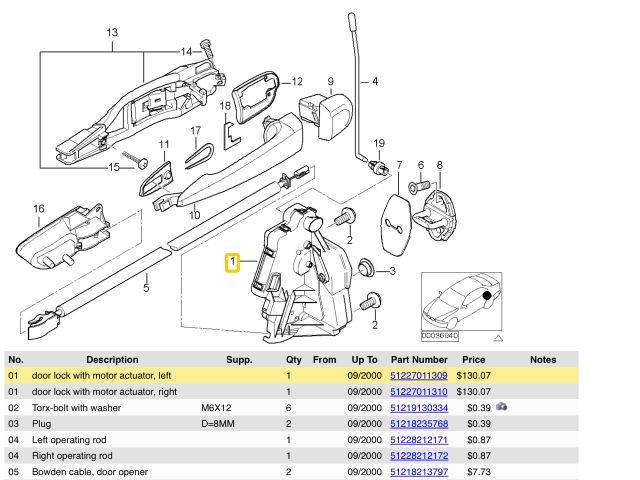 bontott BMW 3 E46 Bal hátsó Ajtózár