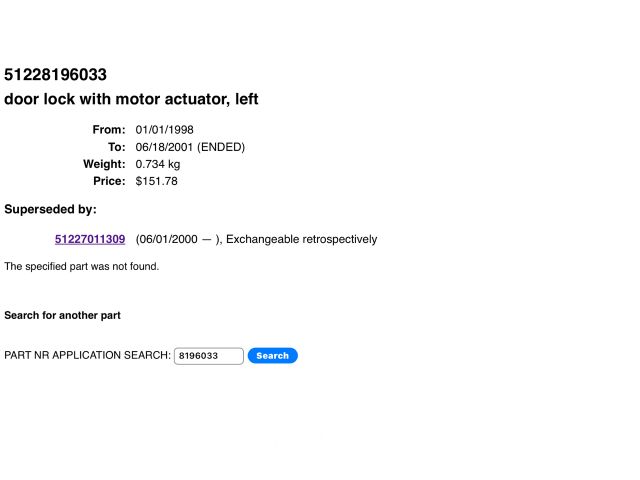 bontott BMW 3 E46 Bal hátsó Ajtózár