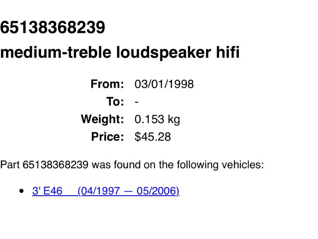 bontott BMW 3 E46 Bal hátsó Hangszóró