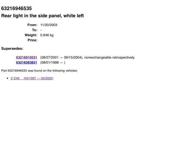 bontott BMW 3 E46 Bal Hátsó Lámpa