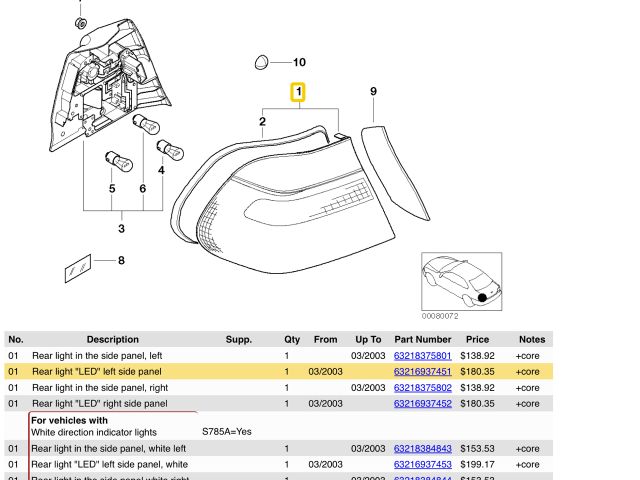 bontott BMW 3 E46 Bal Hátsó Lámpa