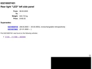 bontott BMW 3 E46 Bal Hátsó Lámpa