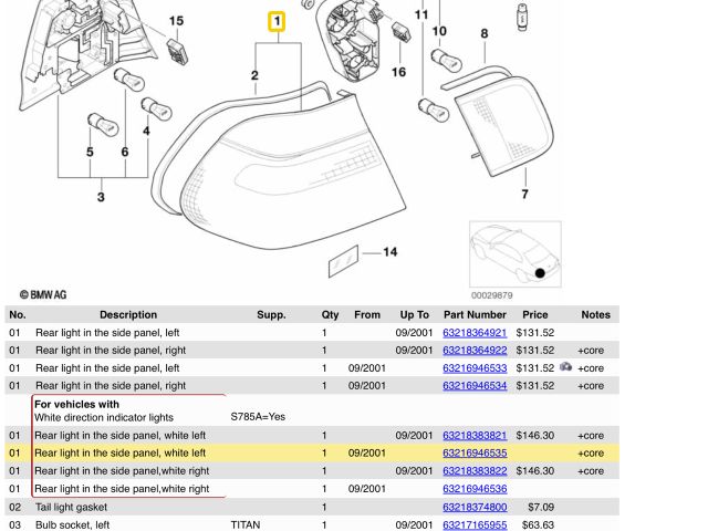 bontott BMW 3 E46 Bal Hátsó Lámpa