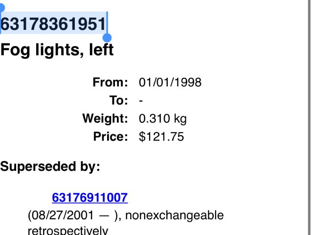 bontott BMW 3 E46 Bal Ködfényszóró