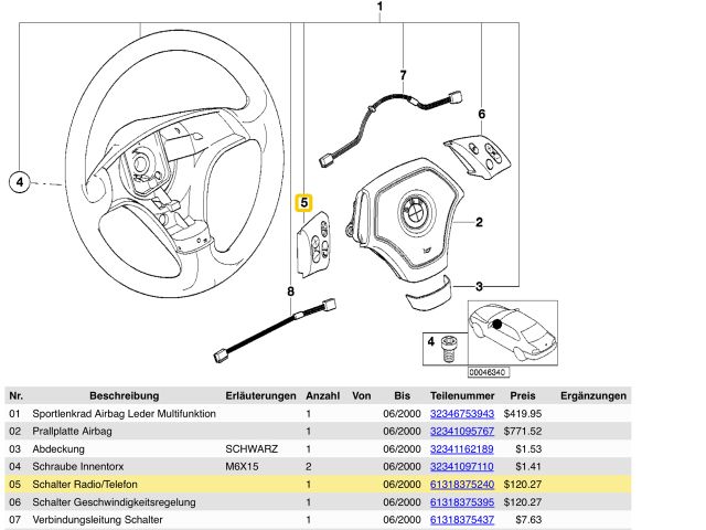 bontott BMW 3 E46 Bal Multikormány Kapcsoló