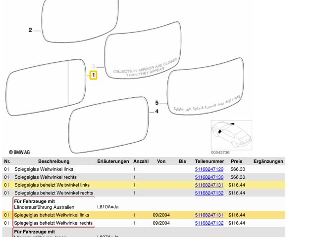 bontott BMW 3 E46 Bal Tükörlap