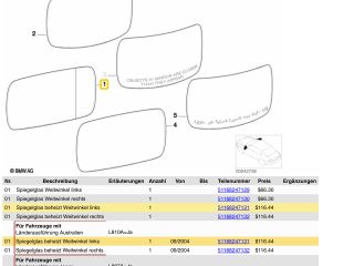 bontott BMW 3 E46 Bal Tükörlap