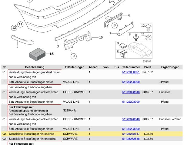 bontott BMW 3 E46 COMPACT Bal hátsó Lökhárító Díszléc
