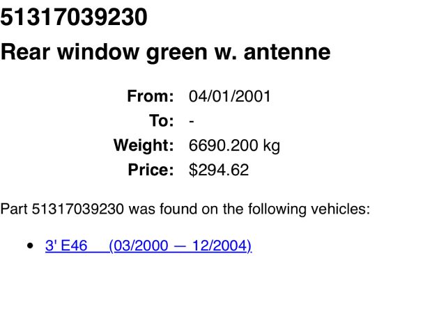 bontott BMW 3 E46 COMPACT Hátsó Szélvédő