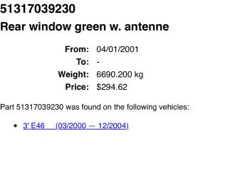 bontott BMW 3 E46 COMPACT Hátsó Szélvédő