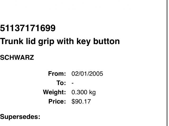 bontott BMW 3 E46 Csomagtér Nyitó Kar / Gomb