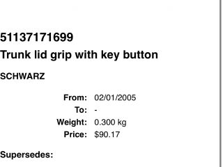 bontott BMW 3 E46 Csomagtér Nyitó Kar / Gomb