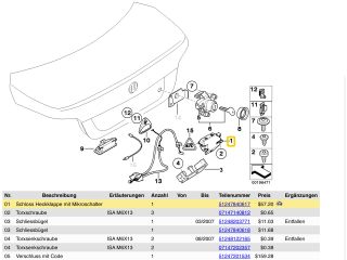 bontott BMW 3 E46 Csomagtérajtó Zárszerkezet