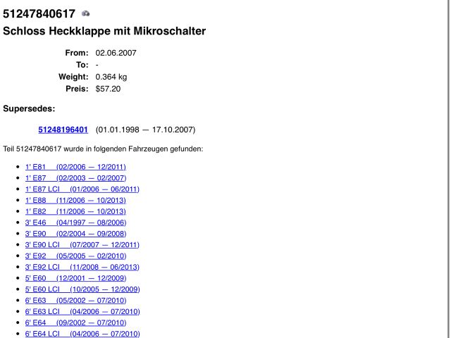 bontott BMW 3 E46 Csomagtérajtó Zárszerkezet