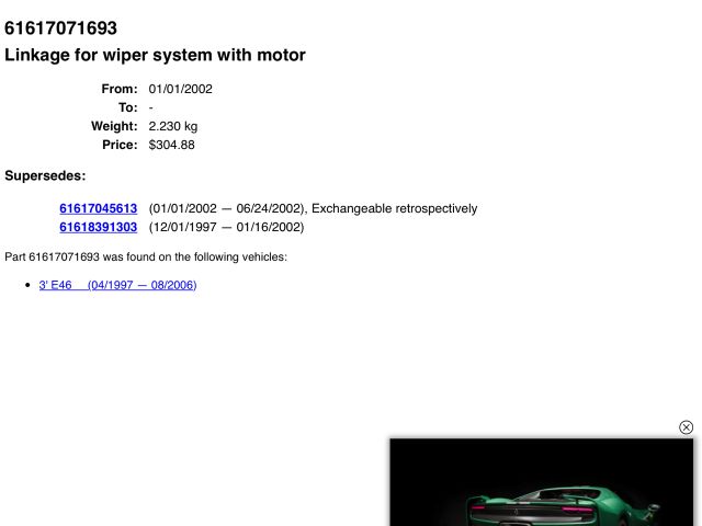 bontott BMW 3 E46 Első Ablaktörlő Szerkezet Motorral