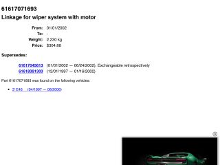 bontott BMW 3 E46 Első Ablaktörlő Szerkezet Motorral