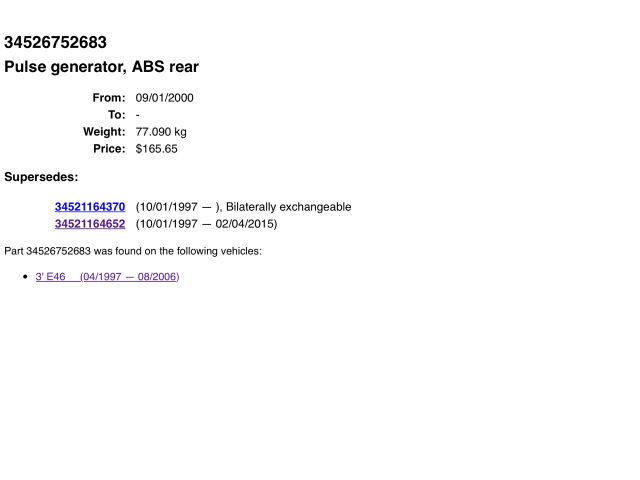 bontott BMW 3 E46 Hátsó ABS Jeladó Kábelköteg