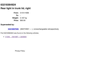 bontott BMW 3 E46 Jobb Belső Hátsó Lámpa