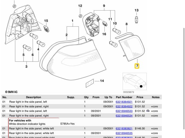 bontott BMW 3 E46 Jobb Belső Hátsó Lámpa