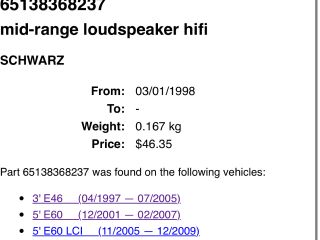 bontott BMW 3 E46 Jobb első Hangszóró