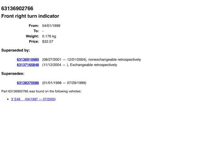 bontott BMW 3 E46 Jobb első Irányjelző