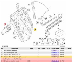 bontott BMW 3 E46 Jobb hátsó Ablakemelő Szerkezet (Elektromos)