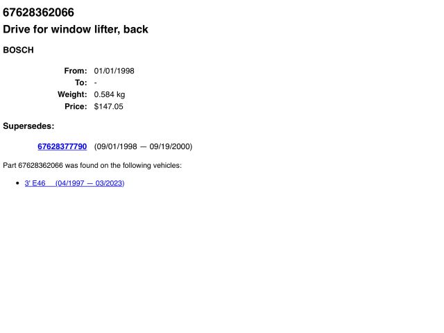 bontott BMW 3 E46 Jobb hátsó Ablakemelő Szerkezet (Elektromos)