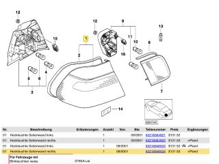 bontott BMW 3 E46 Jobb Külső Hátsó Lámpa