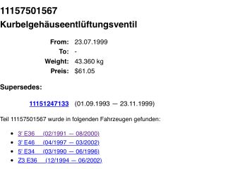 bontott BMW 3 E46 Kartergáz Visszavezető Szelep