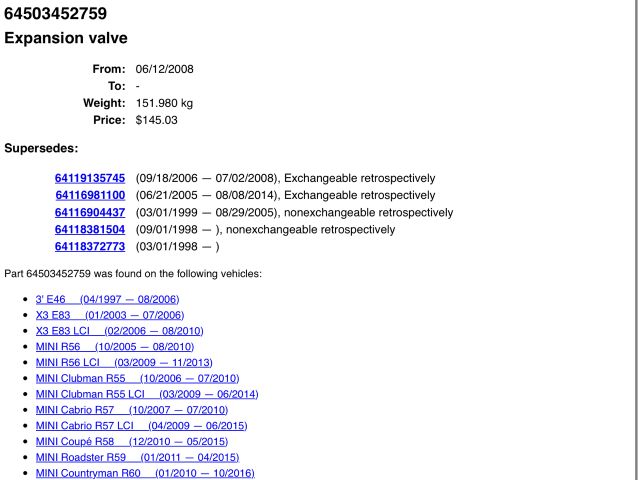 bontott BMW 3 E46 Klíma Tágulási Szelep