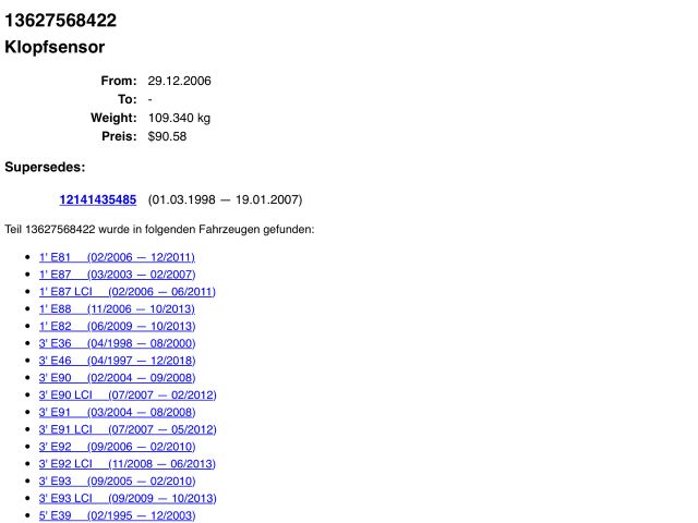 bontott BMW 3 E46 Kopogás Jeladó