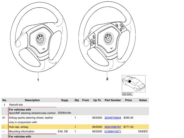 bontott BMW 3 E46 Kormánylégzsák