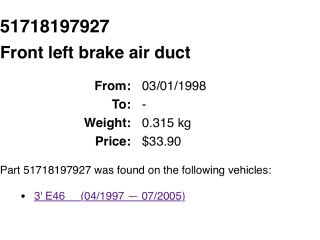 bontott BMW 3 E46 Légbeömlő