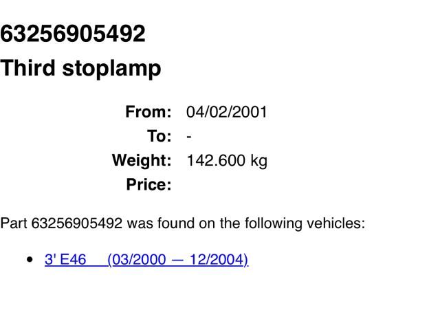 bontott BMW 3 E46 Pótféklámpa