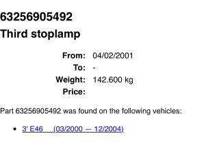 bontott BMW 3 E46 Pótféklámpa