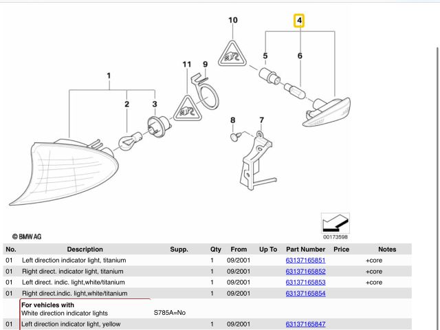 bontott BMW 3 E46 Sárvédő Irányjelző (Pozíciófüggetlen)