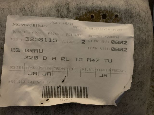 bontott BMW 3 E46 Tetőkárpit