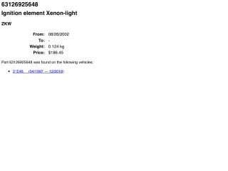 bontott BMW 3 E46 Xenon Trafó