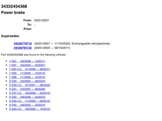 bontott BMW 3 E90 Fékrásegítő