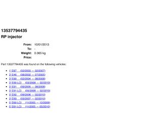 bontott BMW 3 E90 Porlasztó (1 db)