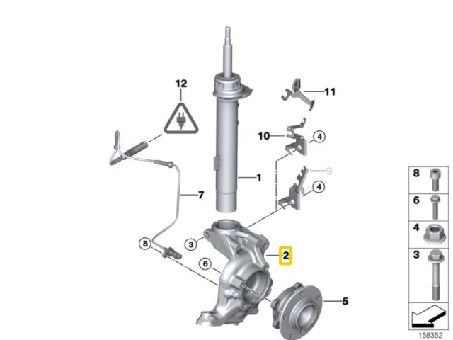 bontott BMW 3 E90 Bal első Csonkállvány Kerékaggyal