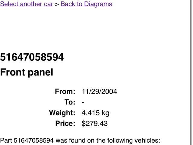 bontott BMW 3 E90 Homlokfal (Üres lemez)