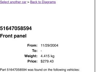 bontott BMW 3 E90 Homlokfal (Üres lemez)