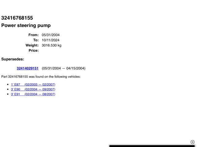 bontott BMW 3 E90 Kormányszervó Motor (Hidraulikus)