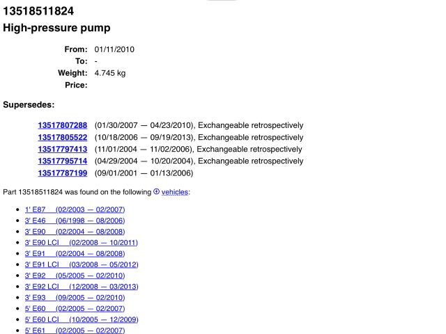 bontott BMW 3 E90 Nagynyomású Szivattyú