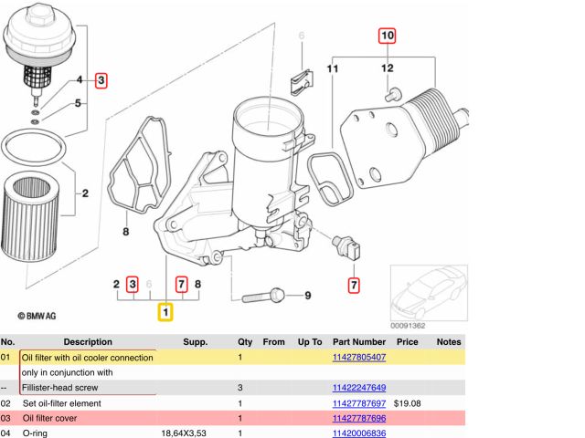 bontott BMW 3 E90 Olajszűrő Ház
