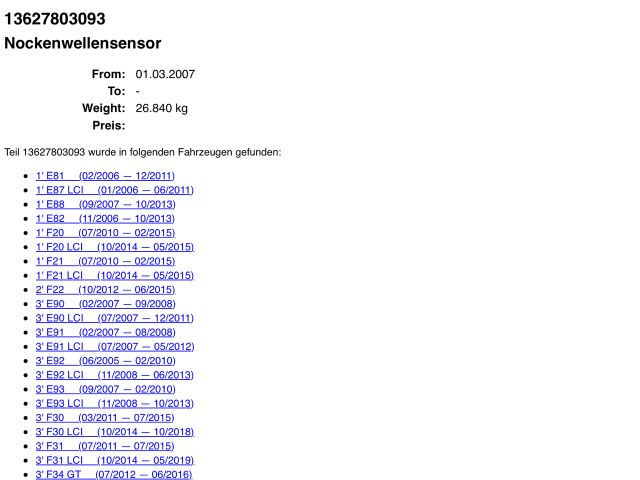 bontott BMW 3 E90 Vezérműtengely Fordulatszám Jeladó